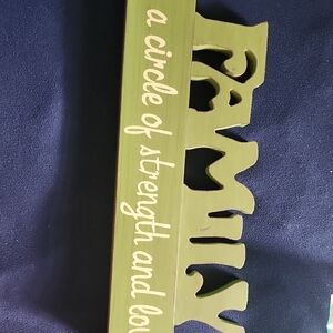 Green Wooden 'Family' Wall Decor Sign